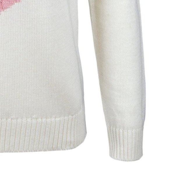 Coquette Heart Cable Knit Pullover Sweater, Round Neck - Picture 6 of 6